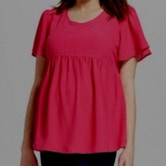 Like new! Isabel Maternity Bright Pink Flutter Sleeve Blouse Top Size Sm… - Picture 1 of 10